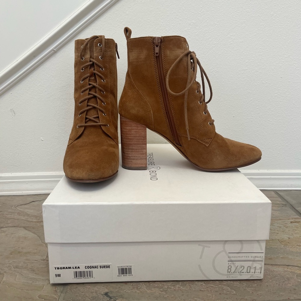 Treasure & Bond Tan Suede lace up bootie